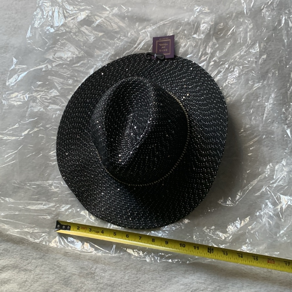 David and Young Collection sequin/stone black Cowboy strawhat - Picture 10 of 13